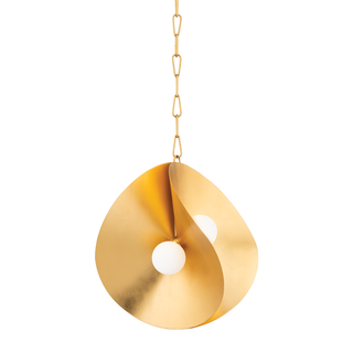 Peony Pendant In Gold Leaf Finish
