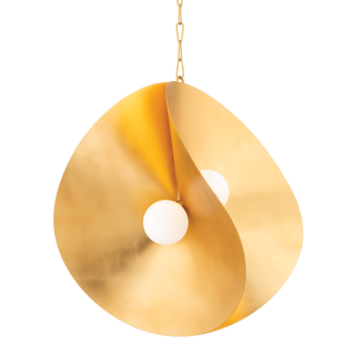 Peony Pendant In Gold Leaf Finish