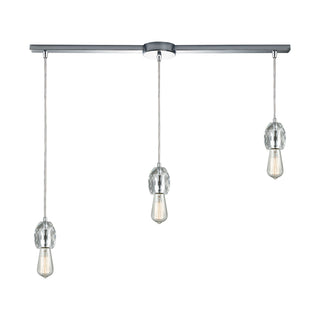 Socketholder 3-Light Linear Mini Pendant Fixture in Polished Chrome