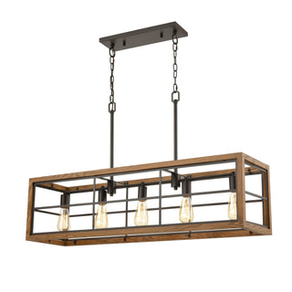 Warehouse Window 42'' Wide 5-Light Linear Chandeliers - Oil Rubbed Bronze