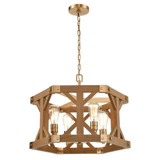 Structure 23'' Wide 4-Light Chandeliers - Medium Oak