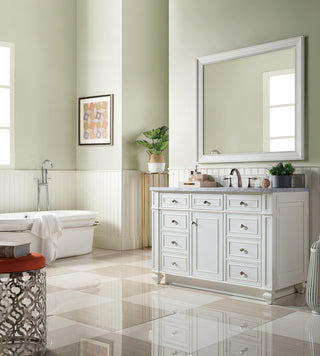48 Inch Bristol Freestanding Vanity in Bright White / Carrara White Top