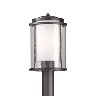 Meridian Outdoor Post Light Coastal Dark Smoke / Seeded Glass with Opal Diffuser (ZS)