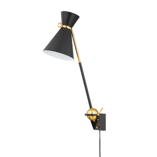 WINSTED Plug-in Sconce with Aged Brass/soft Black Finish