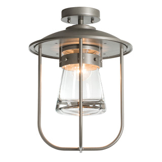 Erlenmeyer Outdoor Semi-Flush Coastal Burnished Steel / Clear Glass (ZM)