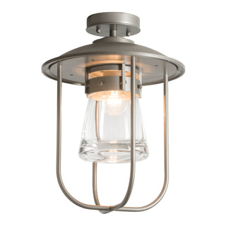 Erlenmeyer Outdoor Semi-Flush Coastal Burnished Steel / Clear Glass (ZM)