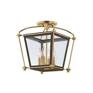 Hollis Semi Flush Aged Brass