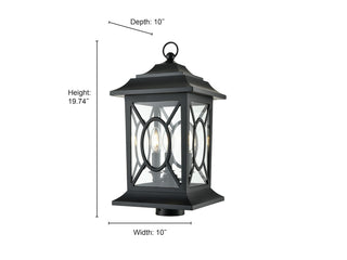 Allbert 3-Light Outdoor Post Lantern Powder Coated Black