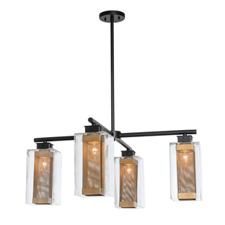 Polaris Outdoor 4-Light Pendant Coastal Black / Coastal Gold / Clear Glass (ZM)