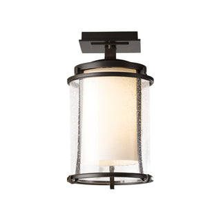 Meridian Outdoor Semi-Flush Coastal Bronze / Seeded Glass with Opal Diffuser (ZS)