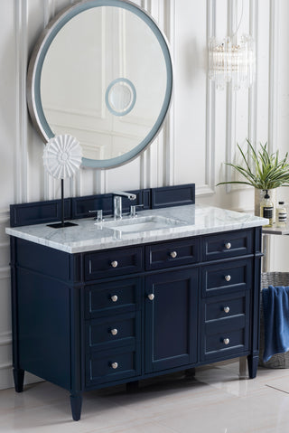 48 Inch Brittany Freestanding Vanity in Victory Blue / Carrara White Top