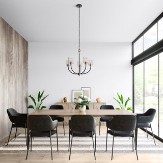 Renitta 5-Light Chandelier Ceiling Light Matte Black Modern Gold