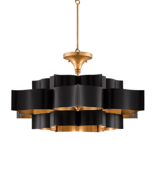 Grand Lotus Large Black Chandelier