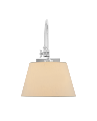 Ashby Nickel Swing-Arm Wall Sconce, White Shade