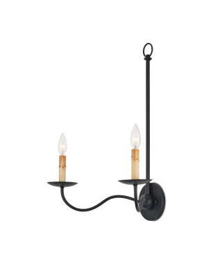 Saxon Double-Light Black Wall Sconce