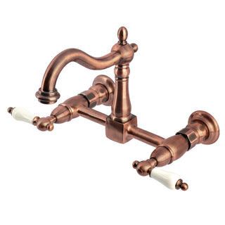 Heritage Wall Mount Kitchen Faucet in Antique Copper