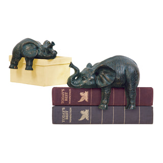 Sprawling Elephant Bookends - Set of 2