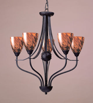 Classico 26'' Wide 5-Light Chandeliers - Dark Rust with Espresso Glass