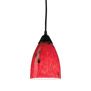 Classico 5'' Wide 1-Light Pendant - Dark Rust with Fire Red Glass (LED)