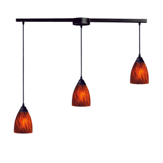 Classico 36'' Wide 3-Light Pendant - Dark Rust with Espresso Glass