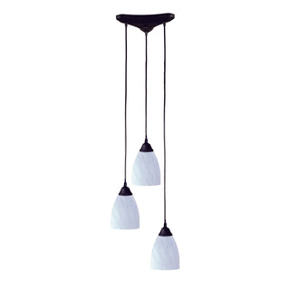 Classico 10'' Wide 3-Light Pendant - Dark Rust with Simple White Glass