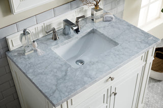 36 Inch Bristol Freestanding Vanity in Bright White / Carrara White Top