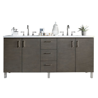 72 Inch Metropolitan Dual Mount Vanity in Silver Oak / Arctic Fall Top