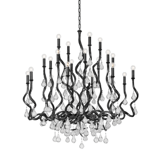 Aveline Chandelier Black Silver Leaf