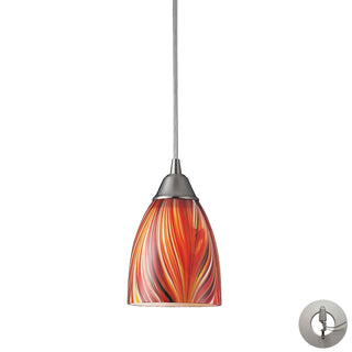 Arco Baleno 5'' Wide 1-Light Pendant - Satin Nickel with Multicolor Glass (Includes Adapter Kit)