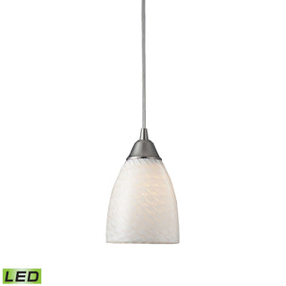 Arco Baleno 5'' Wide 1-Light Pendant - Satin Nickel with White Swirl Glass (LED)