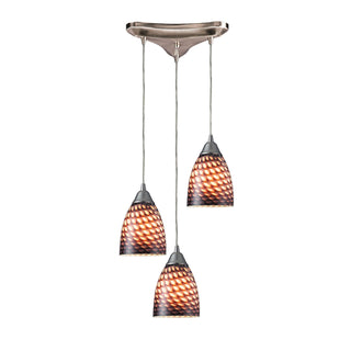 Arco Baleno 10'' Wide 3-Light Pendant - Satin Nickel with Cocoa Glass