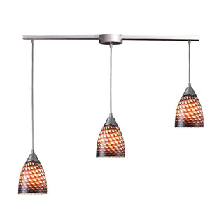 Arco Baleno 36'' Wide 3-Light Pendant - Satin Nickel with Cocoa Glass