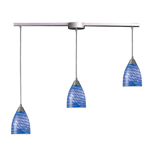 Arco Baleno 36'' Wide 3-Light Pendant - Satin Nickel with Sapphire Glass