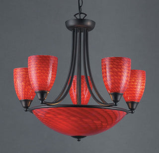 Arco Baleno 23'' Wide 8-Light Chandeliers - Dark Rust with Scarlet Red