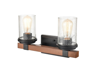Taos 2-Light Vanity Matte Black/Wood Grain