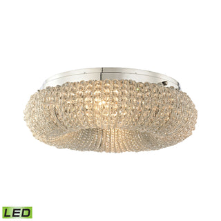 Crystal Ring 4-Light Semi Flush in Chrome with Clear Crystal Beads - Includes LED Bulbs