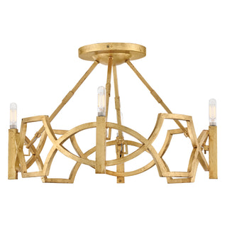 Leona Medium Semi-Flush Mount in Distressed Brass