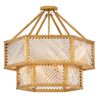 Sura Medium Convertible Chandelier in Distressed Brass