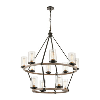 Geringer 36'' Wide 12-Light Chandeliers - Charcoal