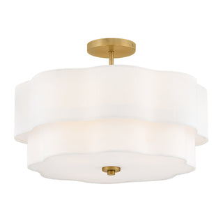 Gwen Medium Semi-Flush Mount in Lacquered Brass