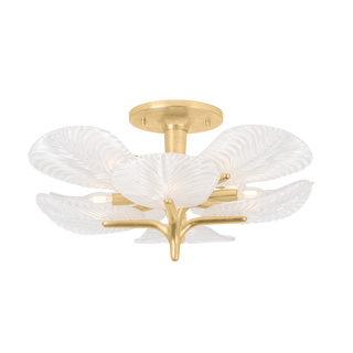 KAMAL Semi Flush In Vintage Gold Leaf Finish