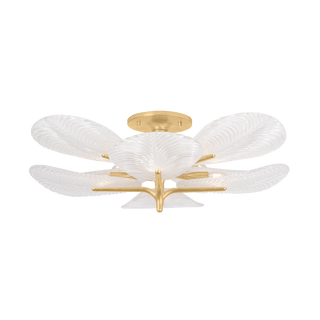 KAMAL Semi Flush In Vintage Gold Leaf Finish