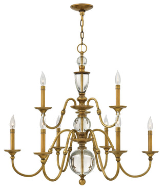 Eleanor Medium Two Tier Chandelier In Light Brass Finish