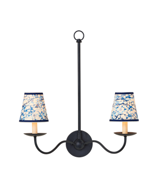 Marble Blue Lace Paper Tapered Chandelier Shade