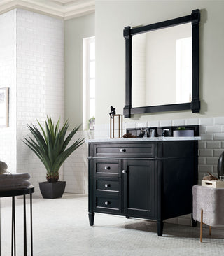 36 Inch Brittany Freestanding Vanity in Black Onyx / Carrara White Top