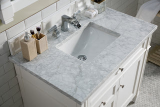36 Inch Brittany Freestanding Vanity in Bright White / Carrara White Top