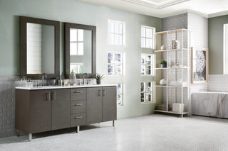 72 Inch Metropolitan Dual Mount Vanity in Silver Oak / Arctic Fall Top