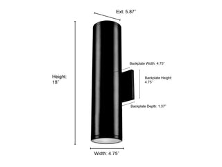 Vegas 2-Light Outdoor Wall Sconce Powder Coated Black