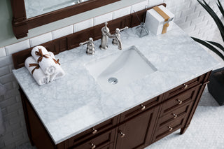 48 Inch Brittany Freestanding Vanity in Burnished Mahogany / Carrara White Top