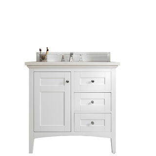 36 Inch Palisades Freestanding Vanity in Bright White / Arctic Fall Top